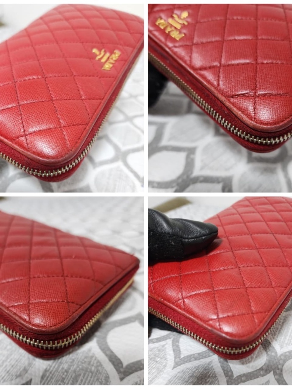 Authentic Prada Quilted Leather Zippy Wallet Red - Picture 8 of 10